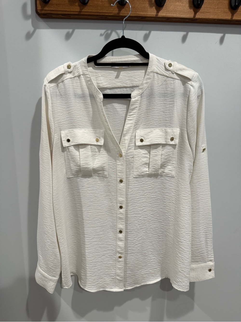 Calvin Klein Sheer Women’s Blouse with Gold Buttons